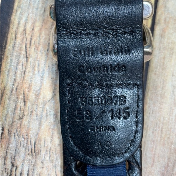 Men’s Black Leather Belt Size 58 Roundtree & Yorke - Picture 8 of 10